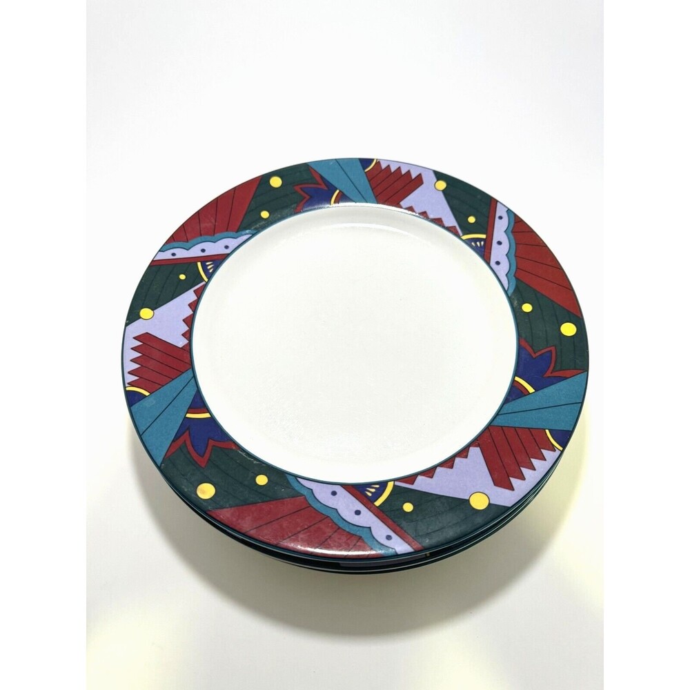 Vitromaster Jazz Dinner Plate 12" 1992 Vintage Postmodern Set of 4